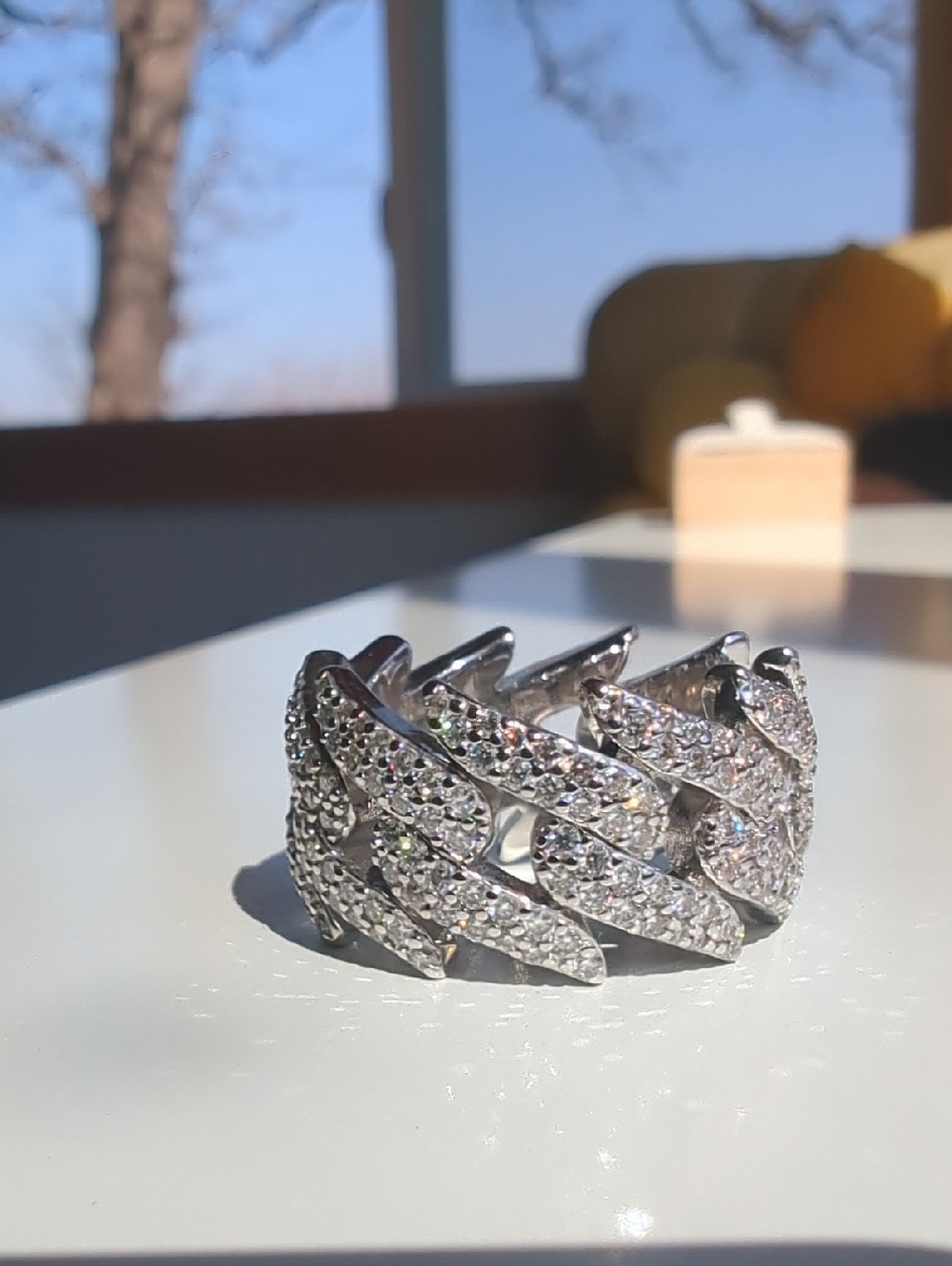 New 2.53 CT Moissanite Eternity Ring, Cuban Link, GRA Included, Size 6